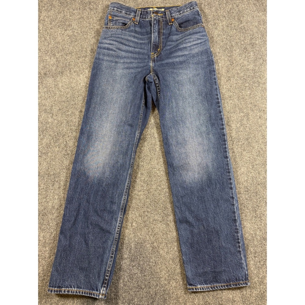 Levis Premium Dad Jean Medium Wash Blue High Waisted Straight Leg Womens 25x30